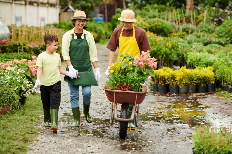 famille dans une pépinière