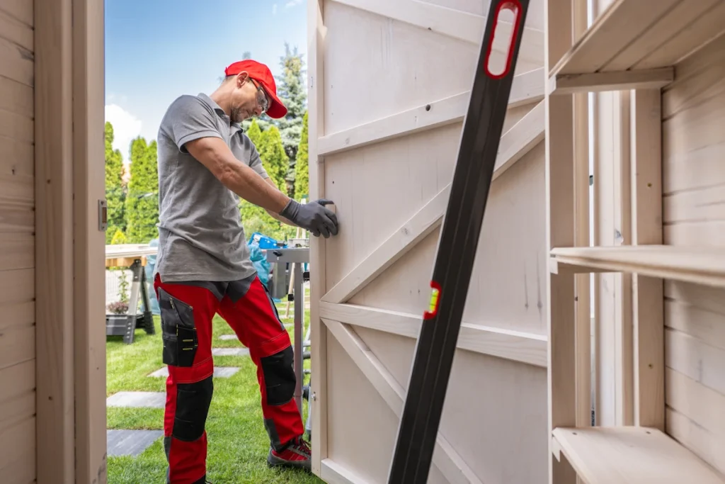 Un bricoleur qui installe un portail