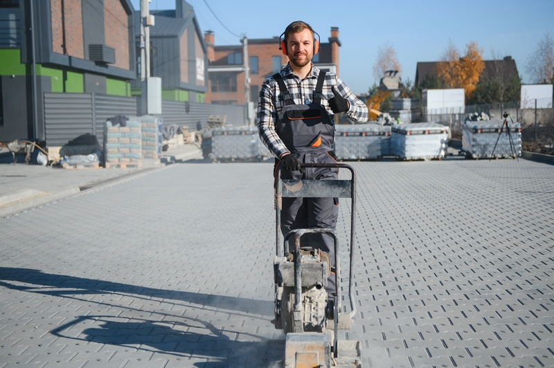 homme qui va pilonner le sol